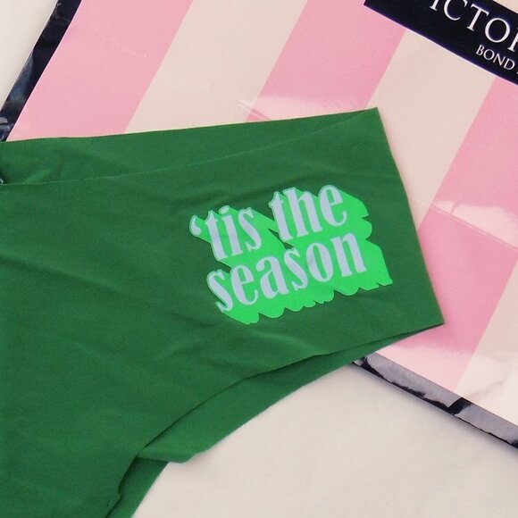 nwt victoria's secret pink 'tis the season logo no show seamless cheeky brief - Picture 1 of 4